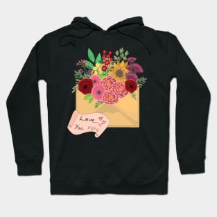 Love You floral mail Hoodie